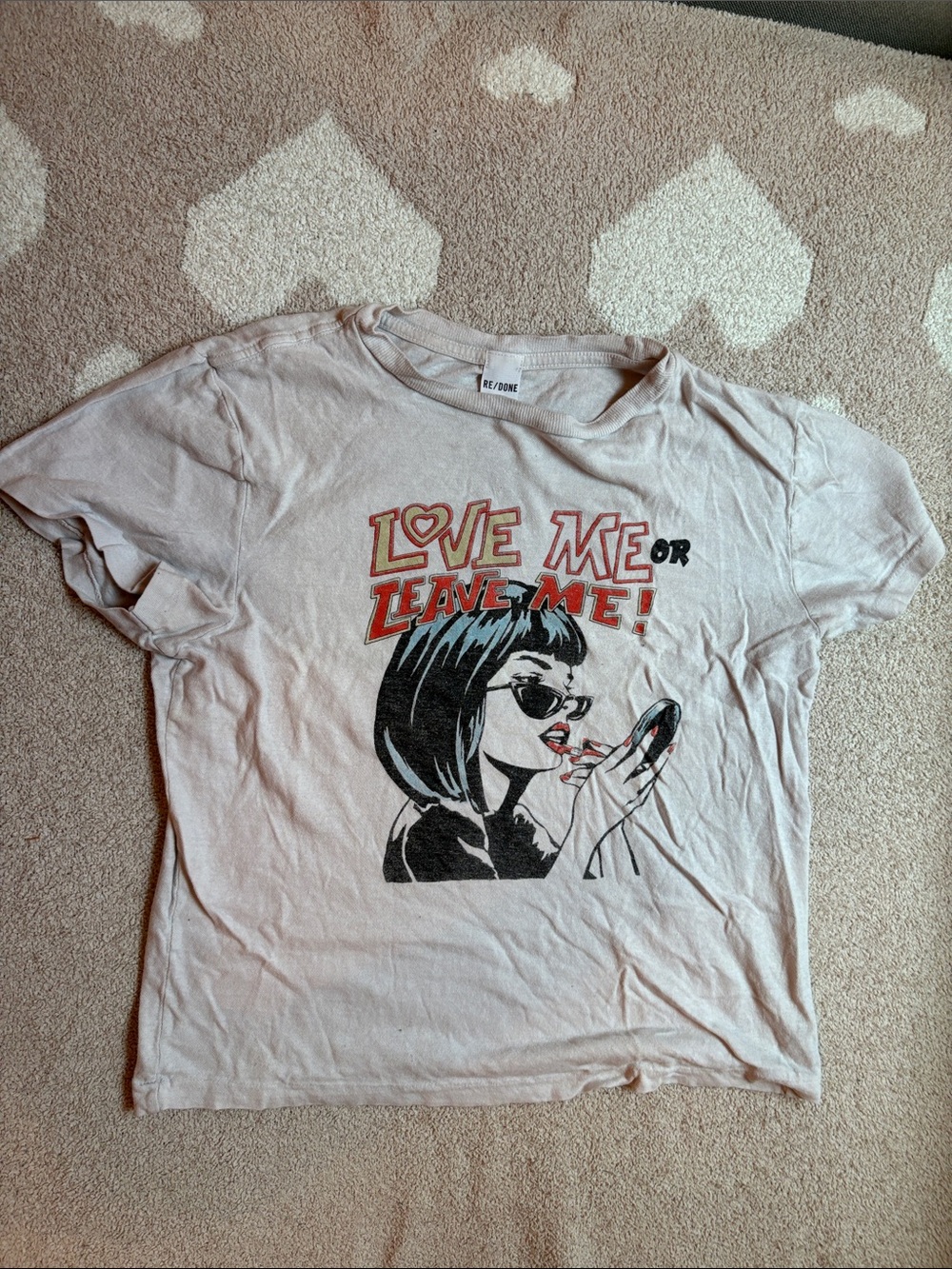 Re/Done Light Pink 'Love Me or Leave Me' Graphic Tee